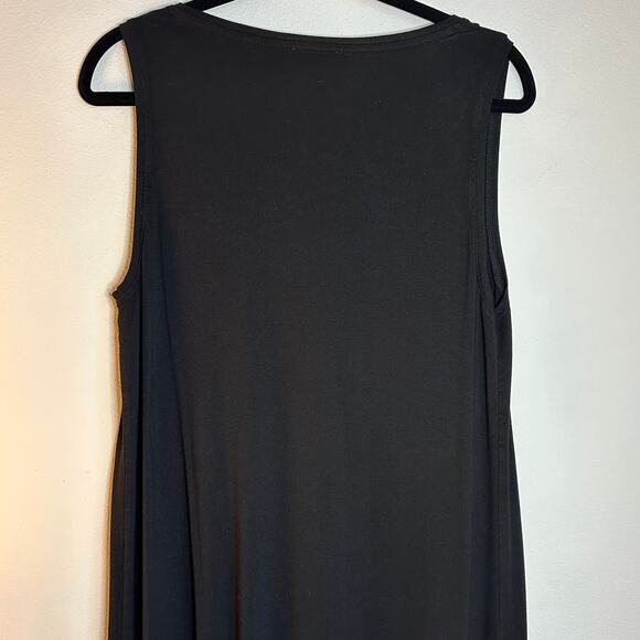 Lilla P Black Tiered Sleeveless V-Neck Midi Dress Size Large - Picture 8 of 8